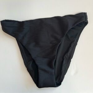 J. Crew Ribbed high-rise cheeky bikini swim bottom Ladies size small black